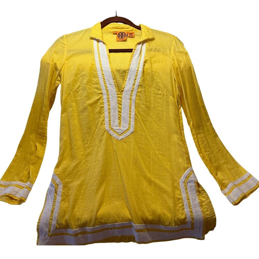 Tory Burch Yellow Sunshine Long Sleeve Tunic sz 2